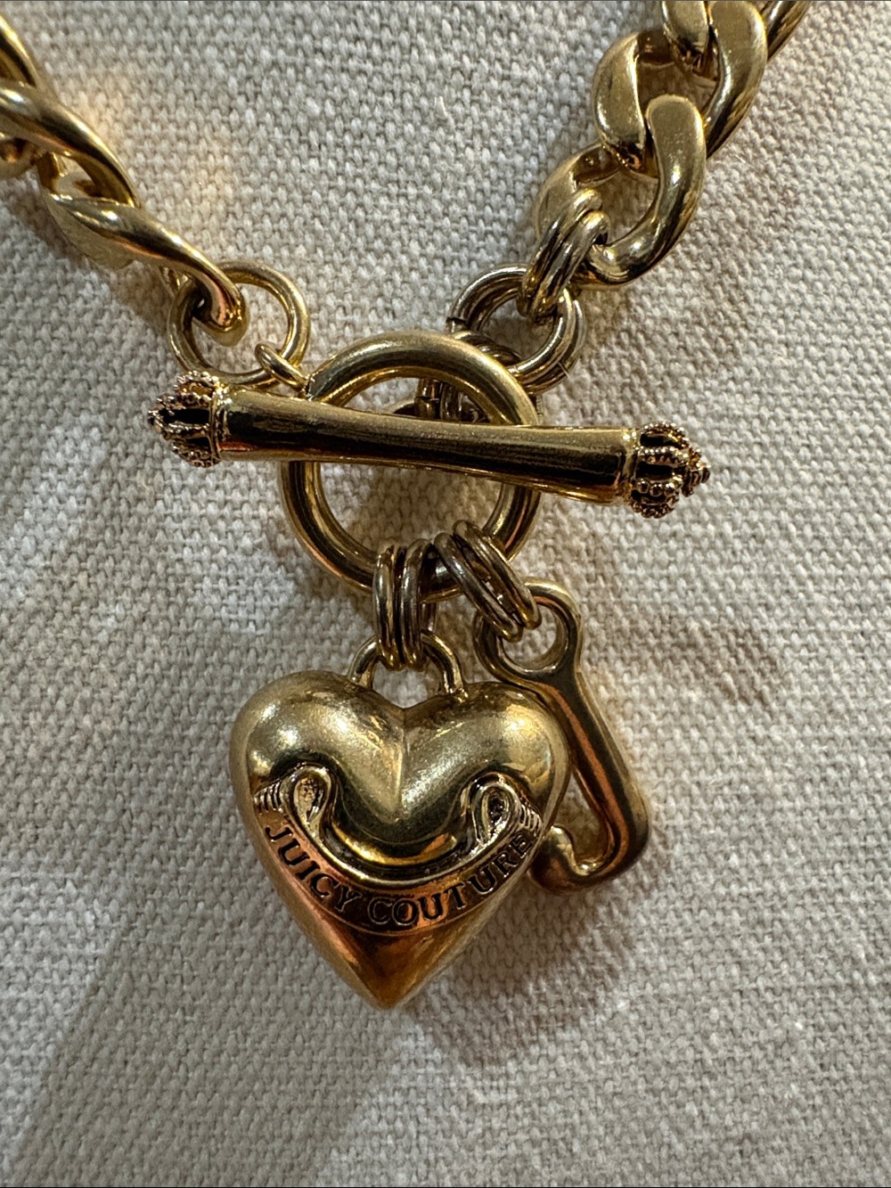 Juicy Couture Gold Heart Charm Toggle Pendant